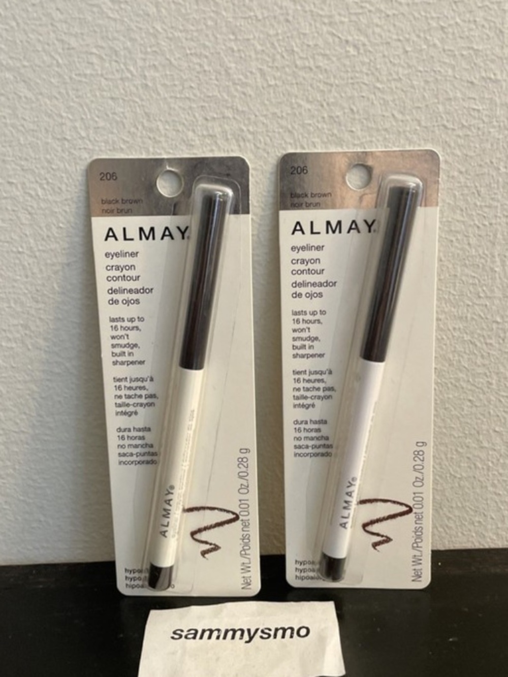 Almay Eyeliner Pencil, 206 Black Brown, 0.01 oz., x2